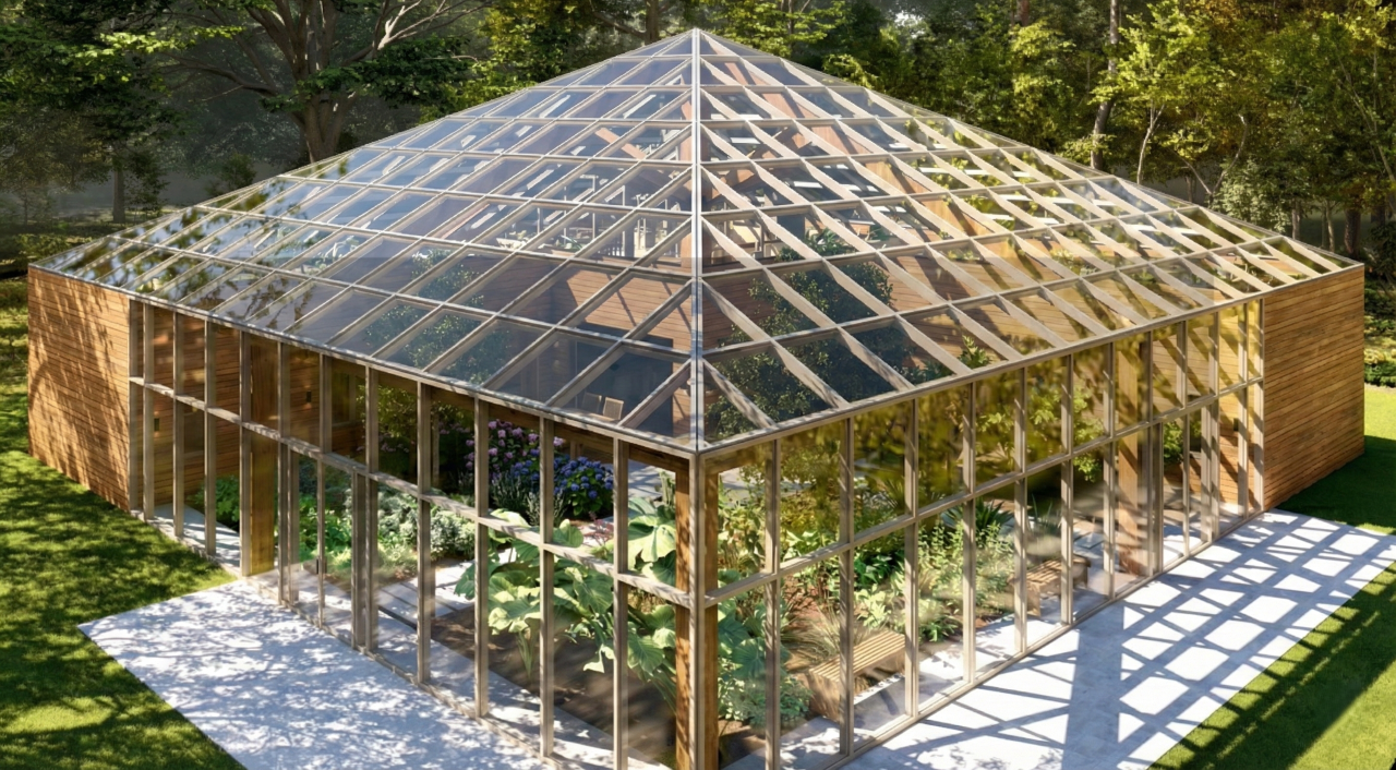 Você teria coragem de morar numa casa inteira dentro de uma pirâmide de vidro com horta, microclima e teto verde?