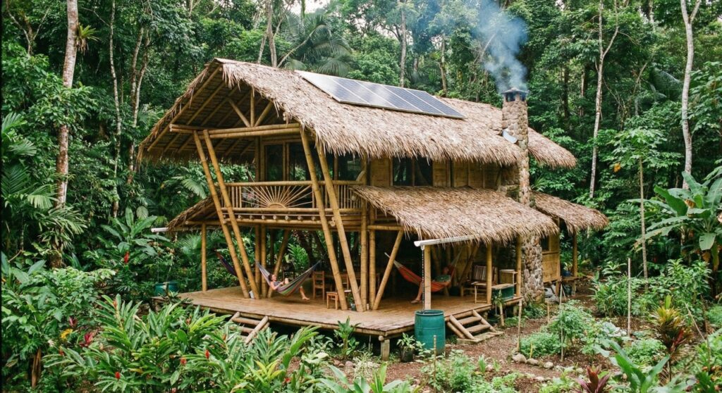 Com bambu e silêncio, pai e filho criam abrigos na selva que dizem muito sobre viver com menos