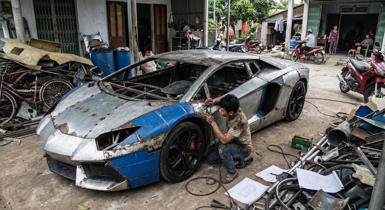 Jovem constrói Lamborghini do zero a partir de peças recicladas