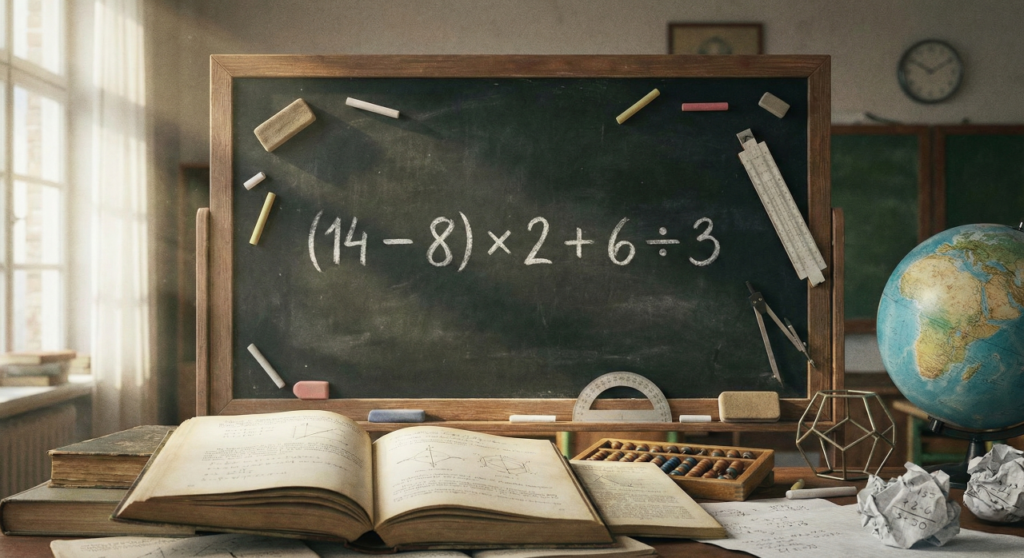 Quanto é (14 – 8) × 2 + 6 ÷ 3? Se você errou essa conta simples, não está sozinho