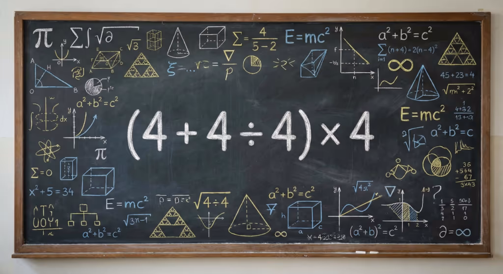 Quanto é (4 + 4 ÷ 4) × 4? Uma conta que te deixa muitas noites sem dormir