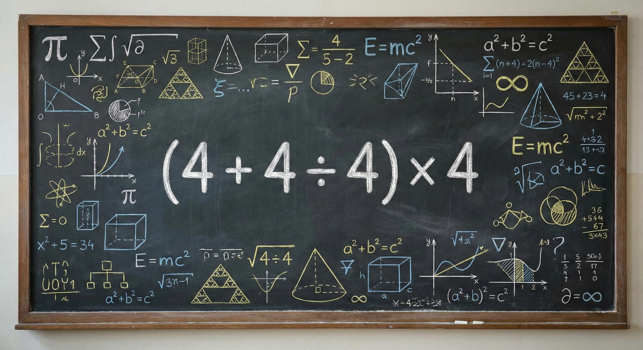 Quanto é (4 + 4 ÷ 4) × 4? Uma conta que te deixa muitas noites sem dormir