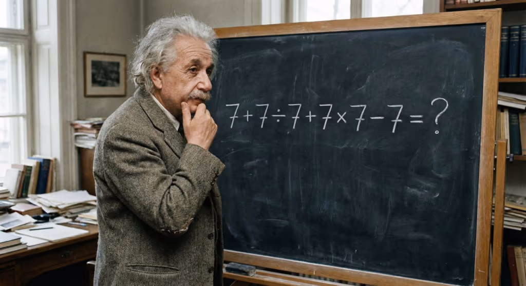 Quanto é 7 + 7 ÷ 7 + 7 × 7 – 7? Uma equação que confunde até gênios