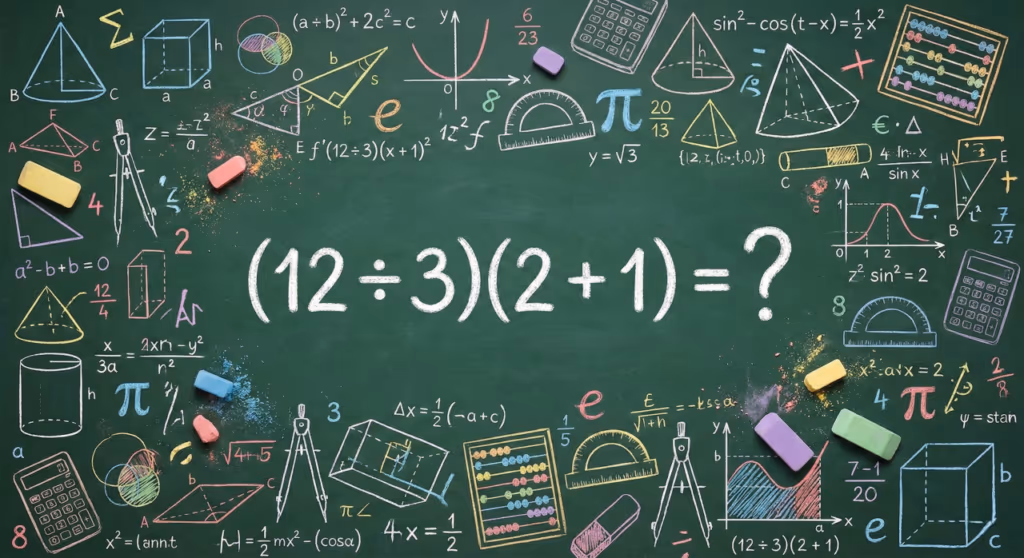Quanto é (12 ÷ 3)(2 + 1)? Uma equação simples que muitos falham em resolver