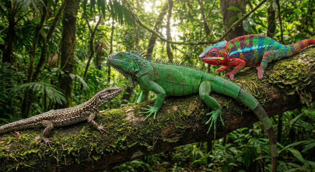 Qual a diferença entre lagarto, iguana e camaleão?