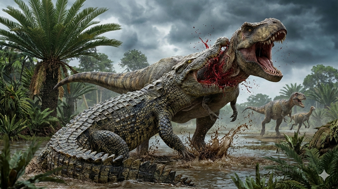 Réplica de fóssil do crocodilo devorador de dinossauros fica pronta após 50 anos de trabalho