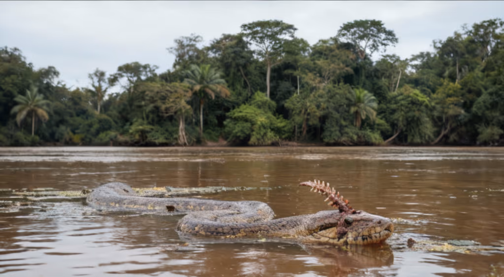 Sucuri desinformada morre perfurada após comer um armal