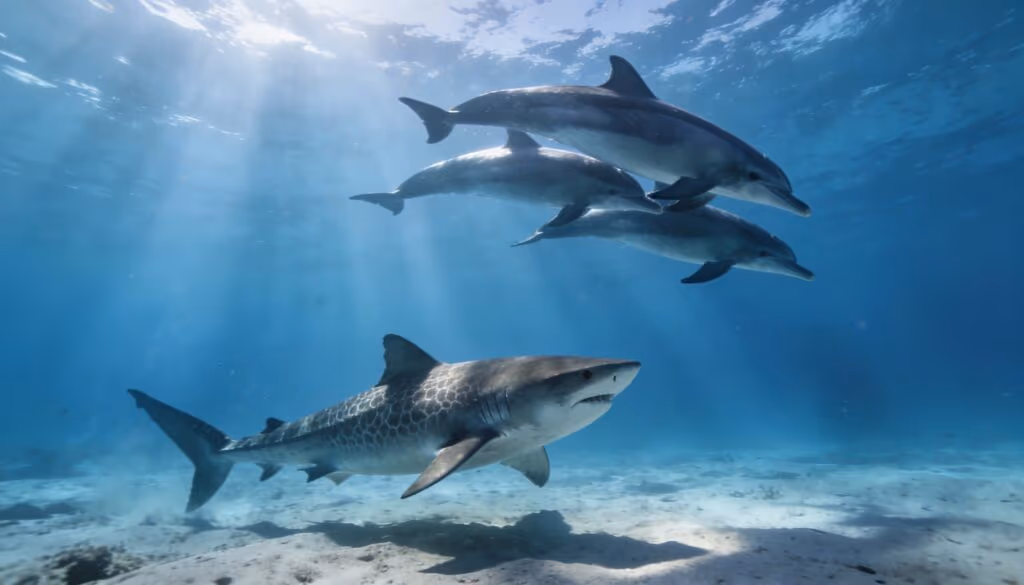 Por que tubarões evitam atacar golfinhos, mesmo sendo muito maiores?