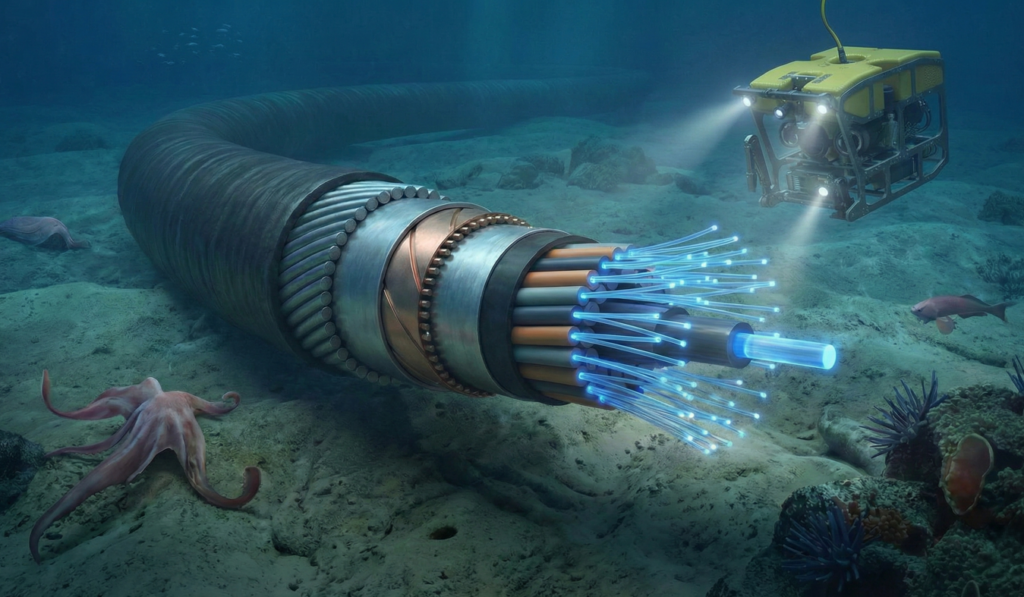 A internet do mundo é conectada por cabos submarinos que conectam um país ao outro