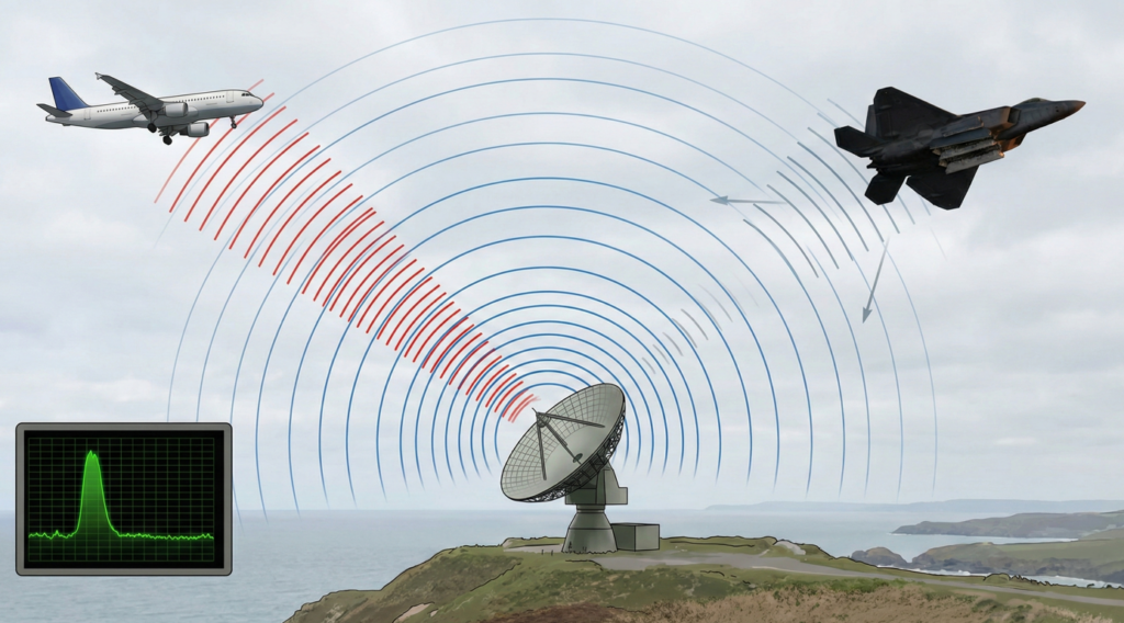 A engenharia da fuselagem dos caças dissipa a maior parte das ondas dos radares