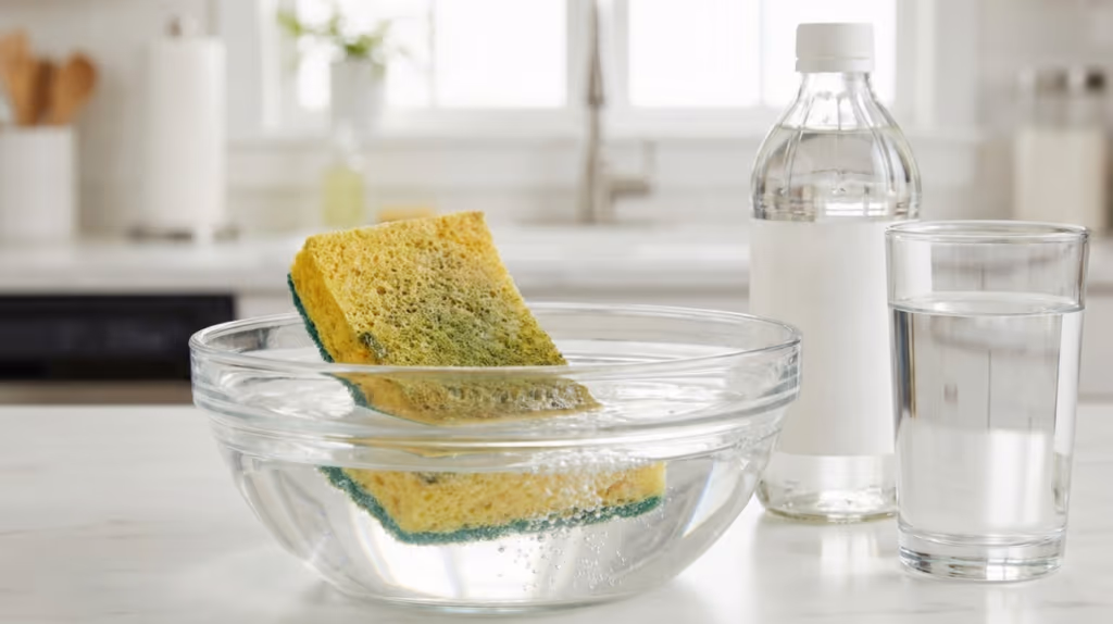 Uma maneira simples de desinfetar a esponja de lavar louça e eliminar bactérias