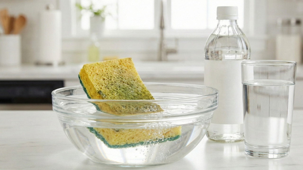 Uma maneira simples de desinfetar a esponja de lavar louça e eliminar bactérias