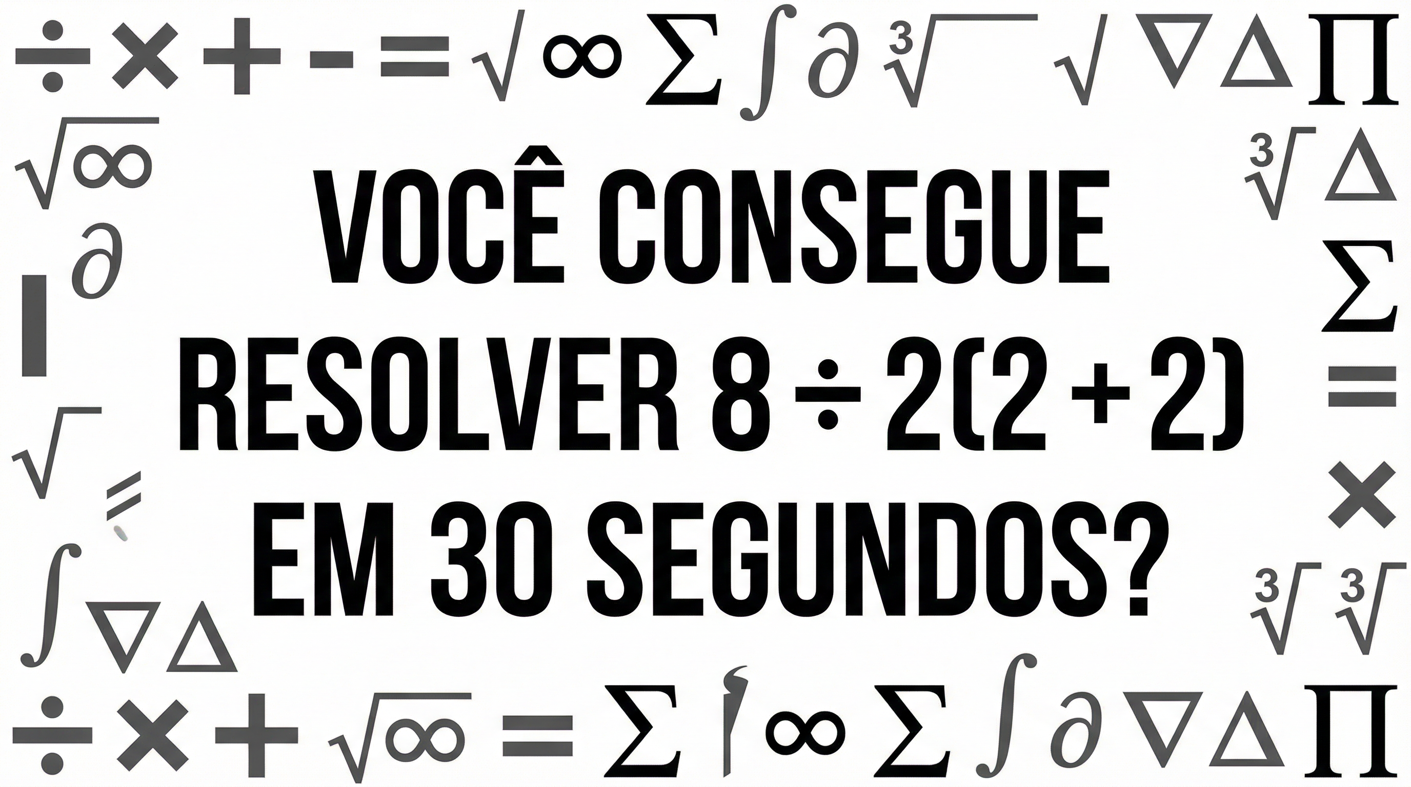 Você consegue resolver 8 ÷ 2(2 + 2) em 30 segundos?