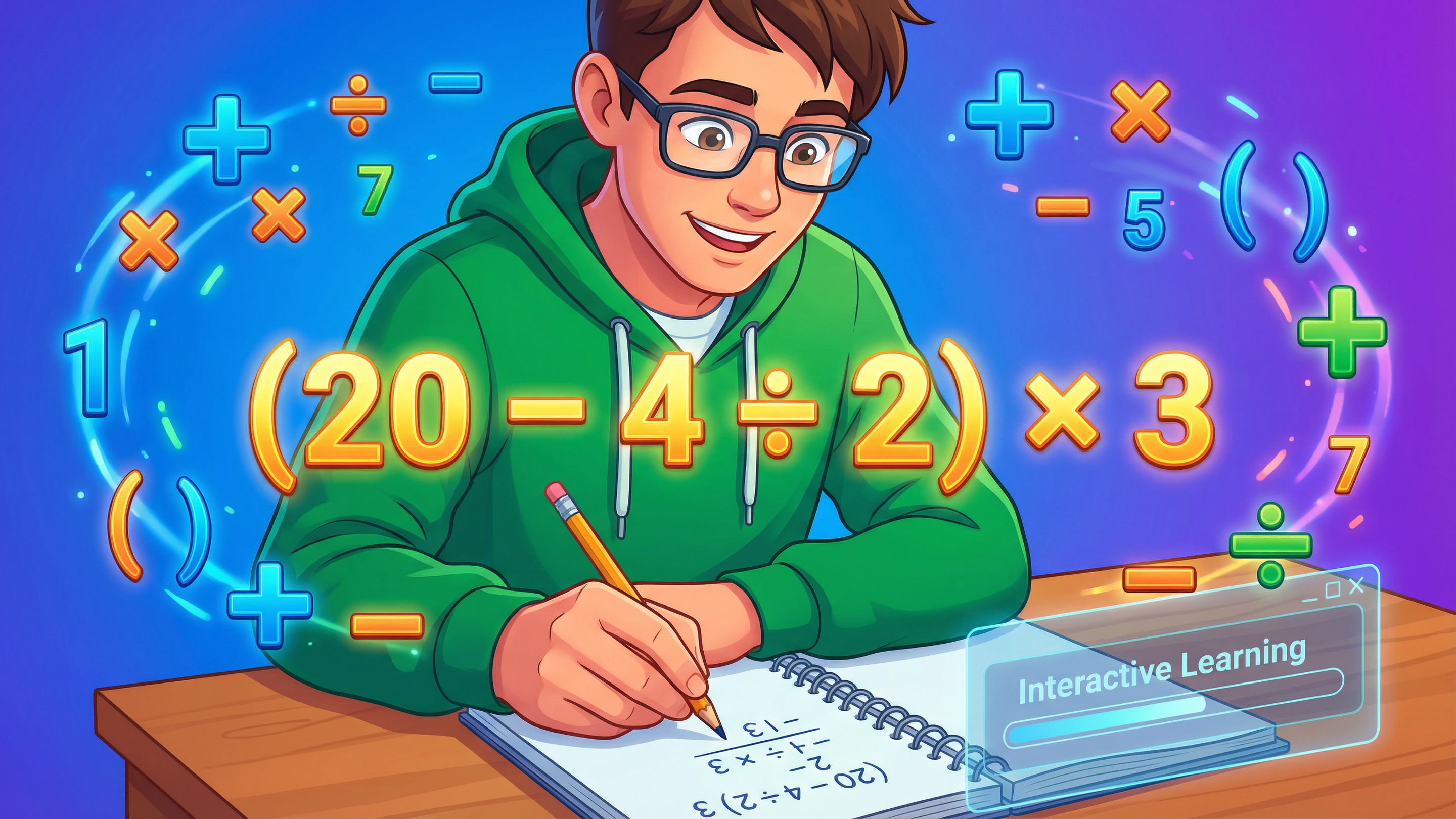 Você consegue resolver (20 – 4 ÷ 2) × 3 sem errar?