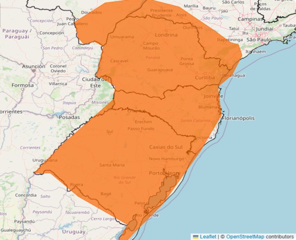 Alerta do Inmet para grande tempestade e ventania nos dias 17 e 18