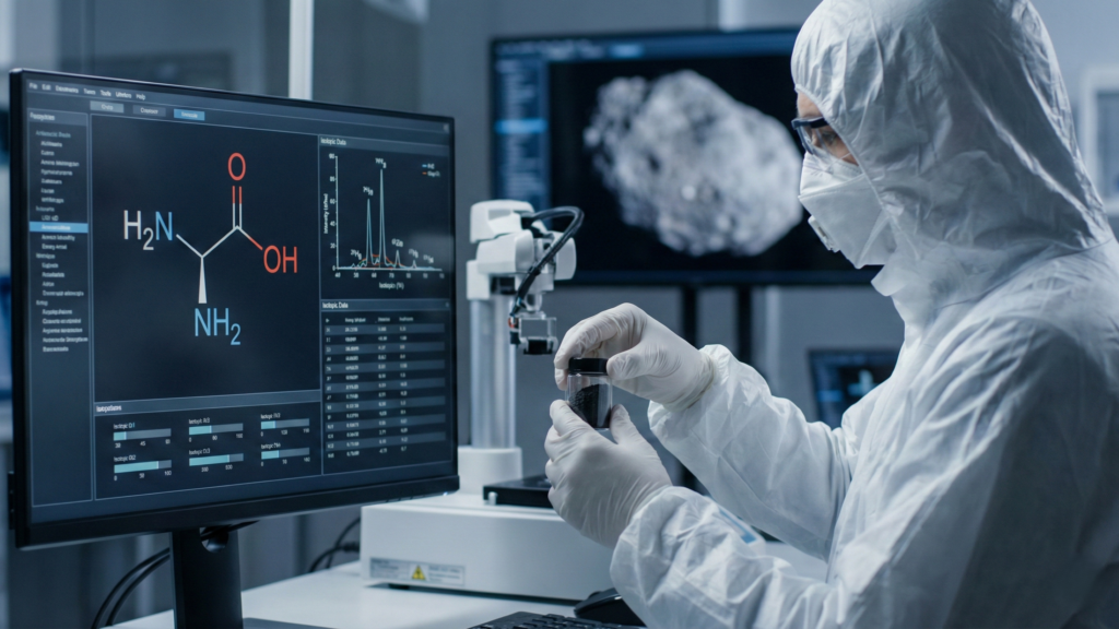 Amostras de asteroide Bennu revelam pistas inesperadas e mudam a ideia de onde a química da vida pode nascer