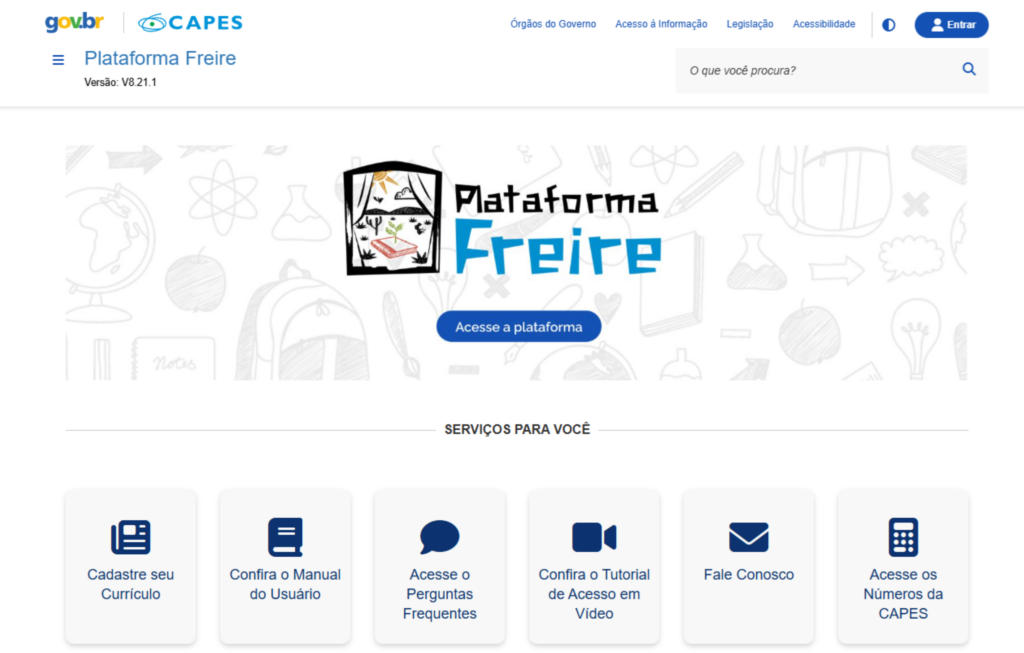 Inscrição pode ser feita no website da Plataforma Freire - Reprodução/Capes