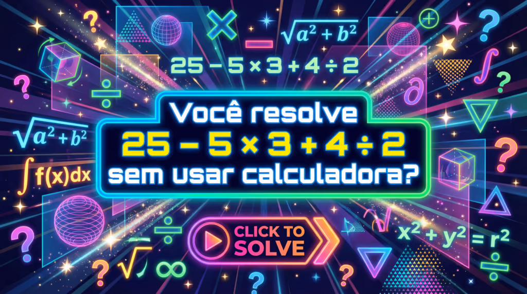 Você resolve 25 – 5 × 3 + 4 ÷ 2 sem usar calculadora?