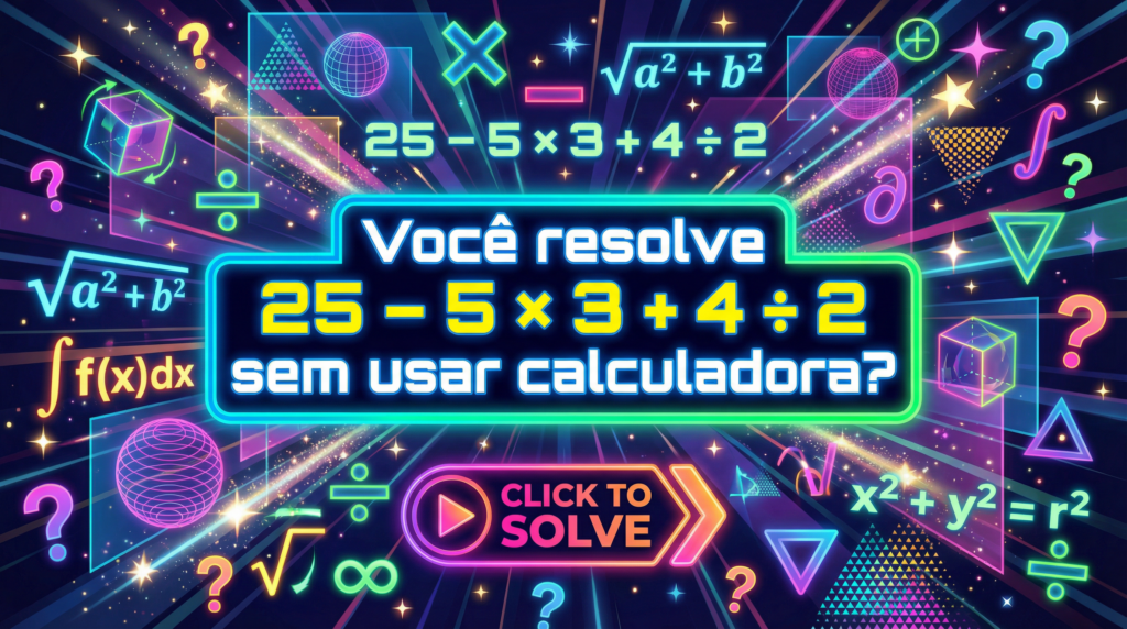 Você resolve 25 – 5 × 3 + 4 ÷ 2 sem usar calculadora?