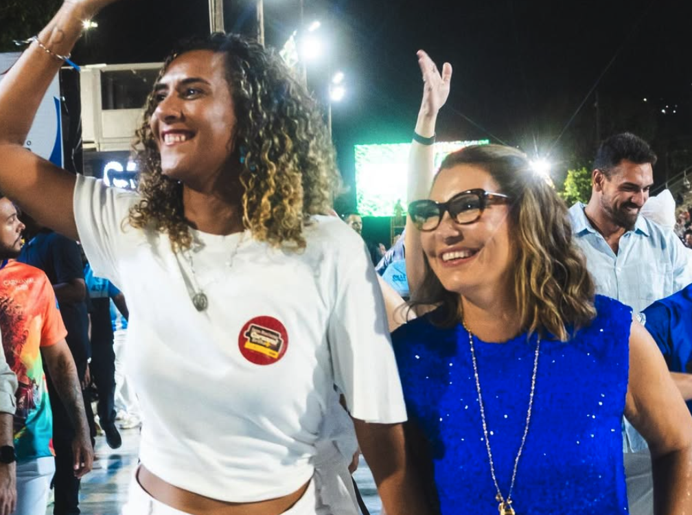 Janja e Anielle sambam em ensaio da Acadêmicos de Niterói