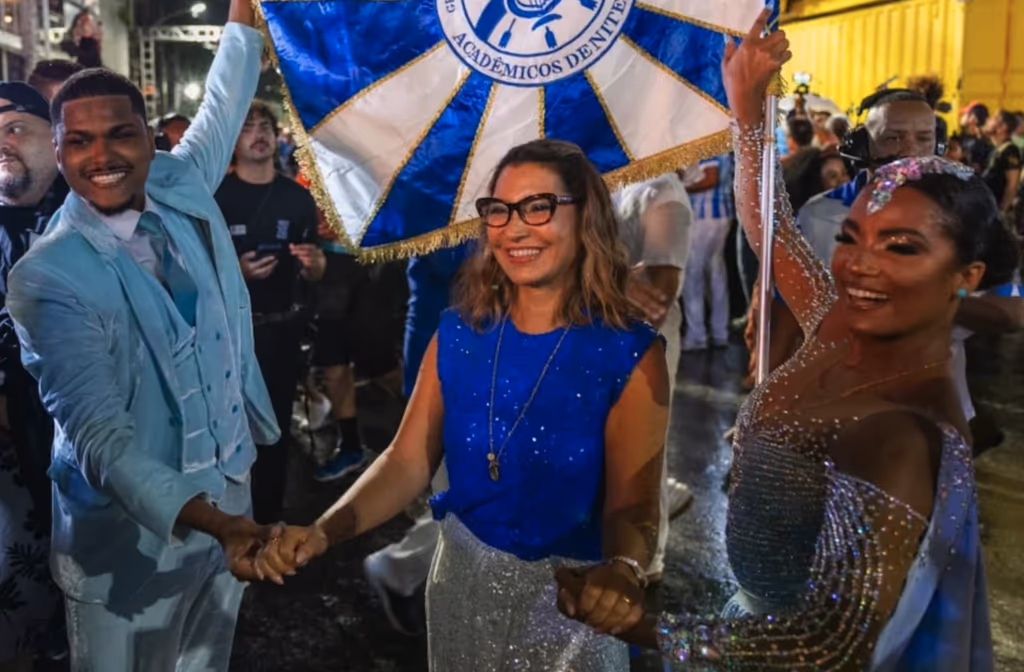 O carro alegórico de Janja na Sapucaí