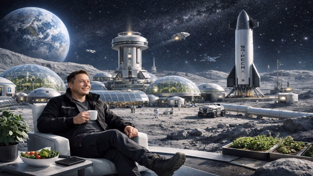 Elon Musk sobre nova prioridade da SpaceX: “Construir uma cidade autossustentável na lua”