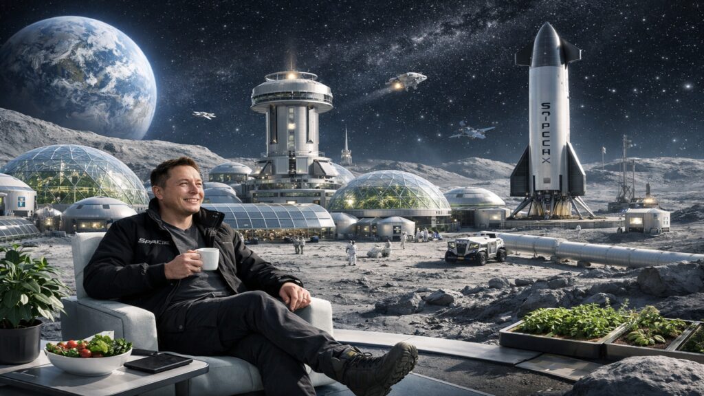 Elon Musk sobre nova prioridade da SpaceX: “Construir uma cidade autossustentável na lua”