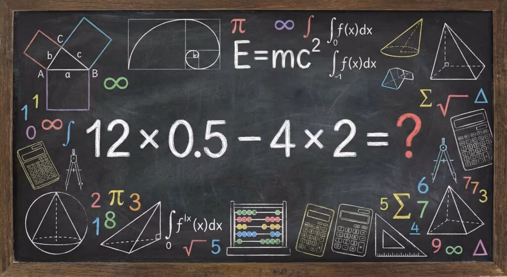 Você resolve 12 × 0,5 – 4 × 2 sem usar calculadora?