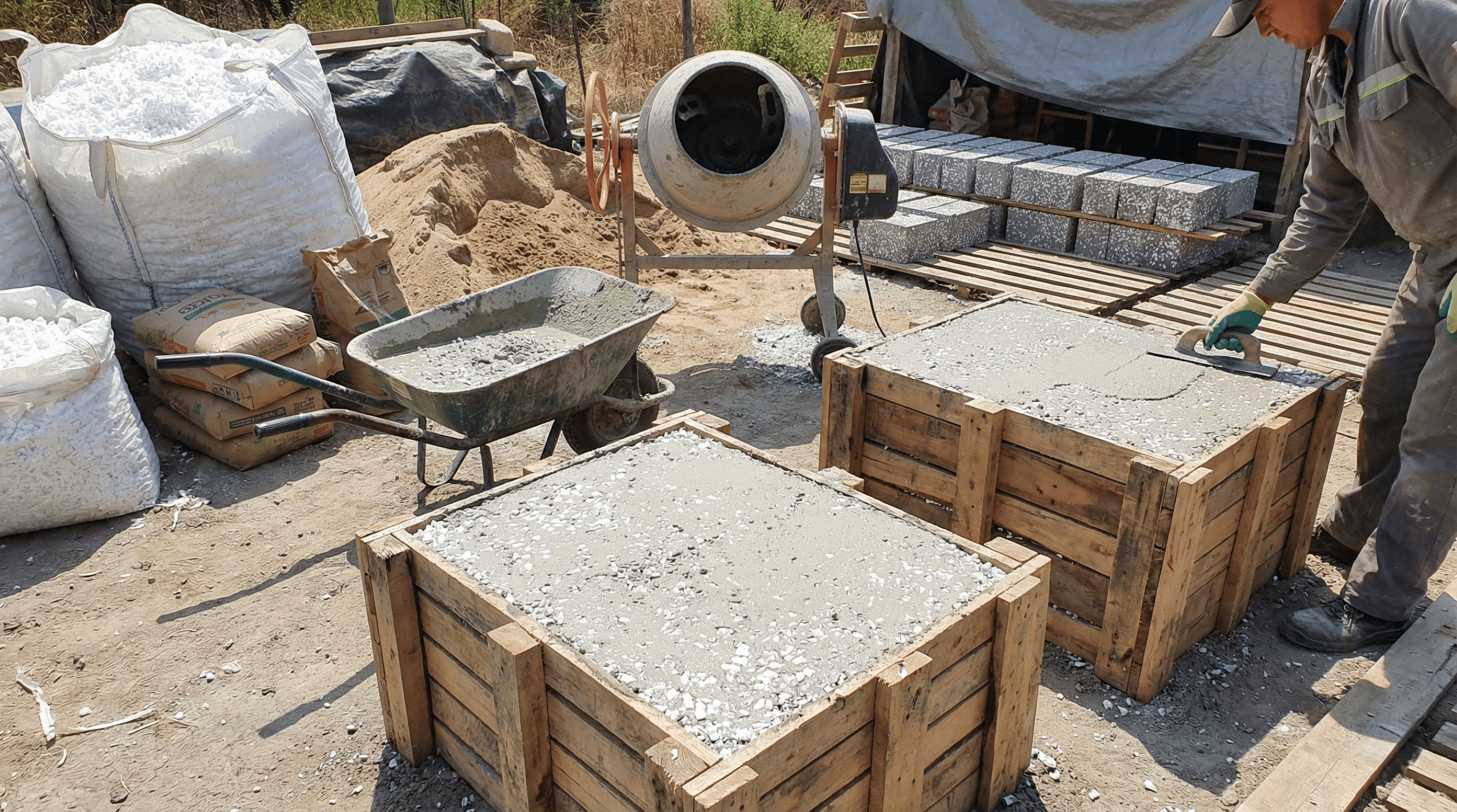 Como pequenos fabricantes produzem blocos leves com isopor triturado e baixo investimento