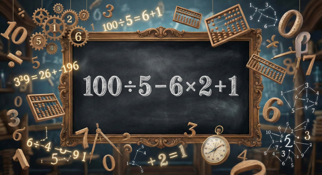 Quanto é 100 ÷ 5 – 6 × 2 + 1? Uma equação simples que 95% das pessoas erram