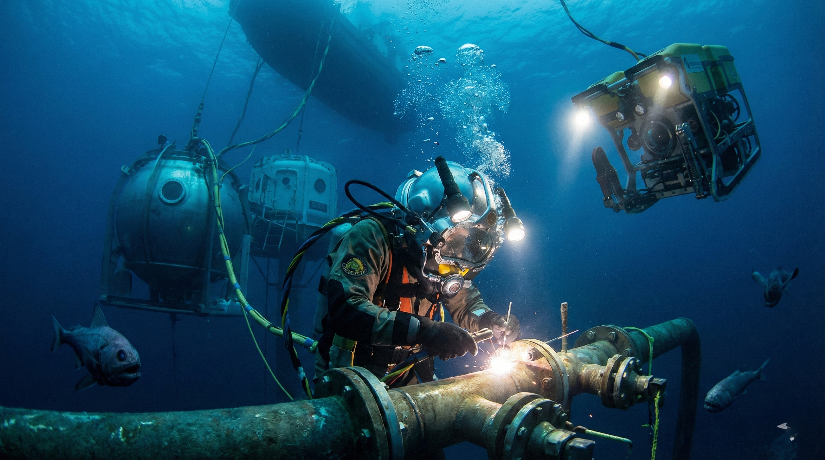 Mergulho a 200 metros paga até US$ 2.500 por hora e exige vida em câmara pressurizada