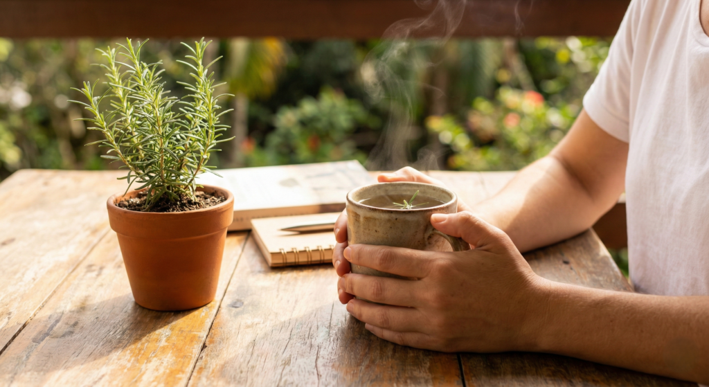 O alecrim, em forma de chá, traz maior clareza mental