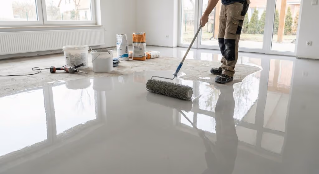 Piso líquido autonivelante ganha brilho e resistência com custo menor que porcelanato tradicional