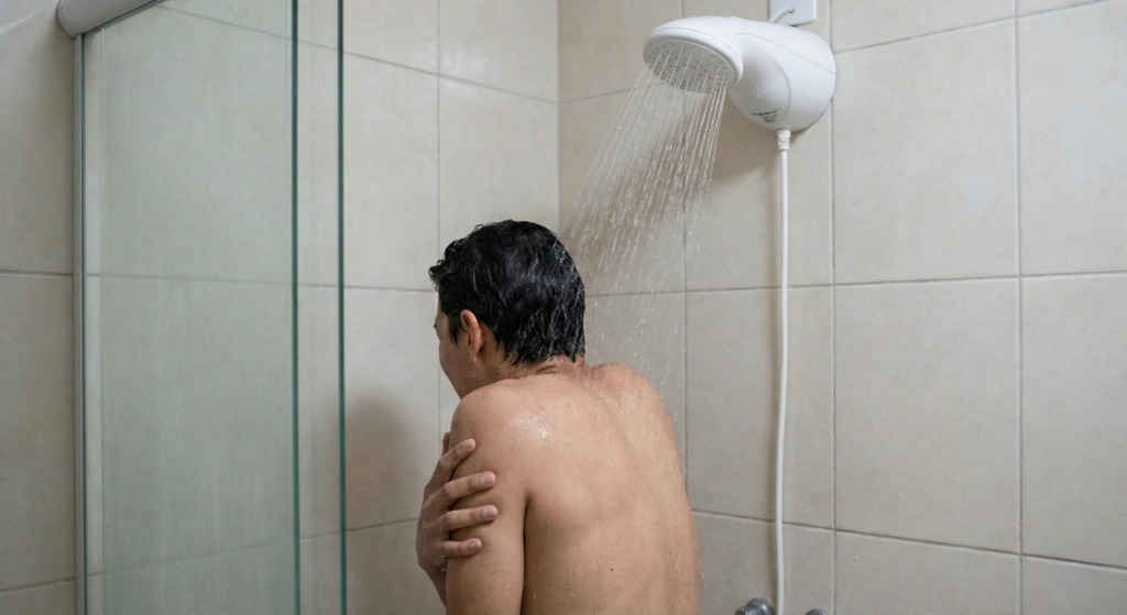 O choque térmico causado pelo contato da água gelada no corpo faz com que nossa musculatura se contraia