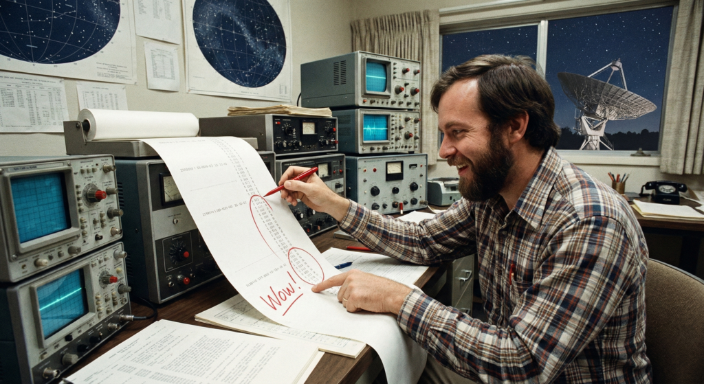 O sinal foi detectado nos anos 70 pelo radio telescópio Big Ear, em Ohio