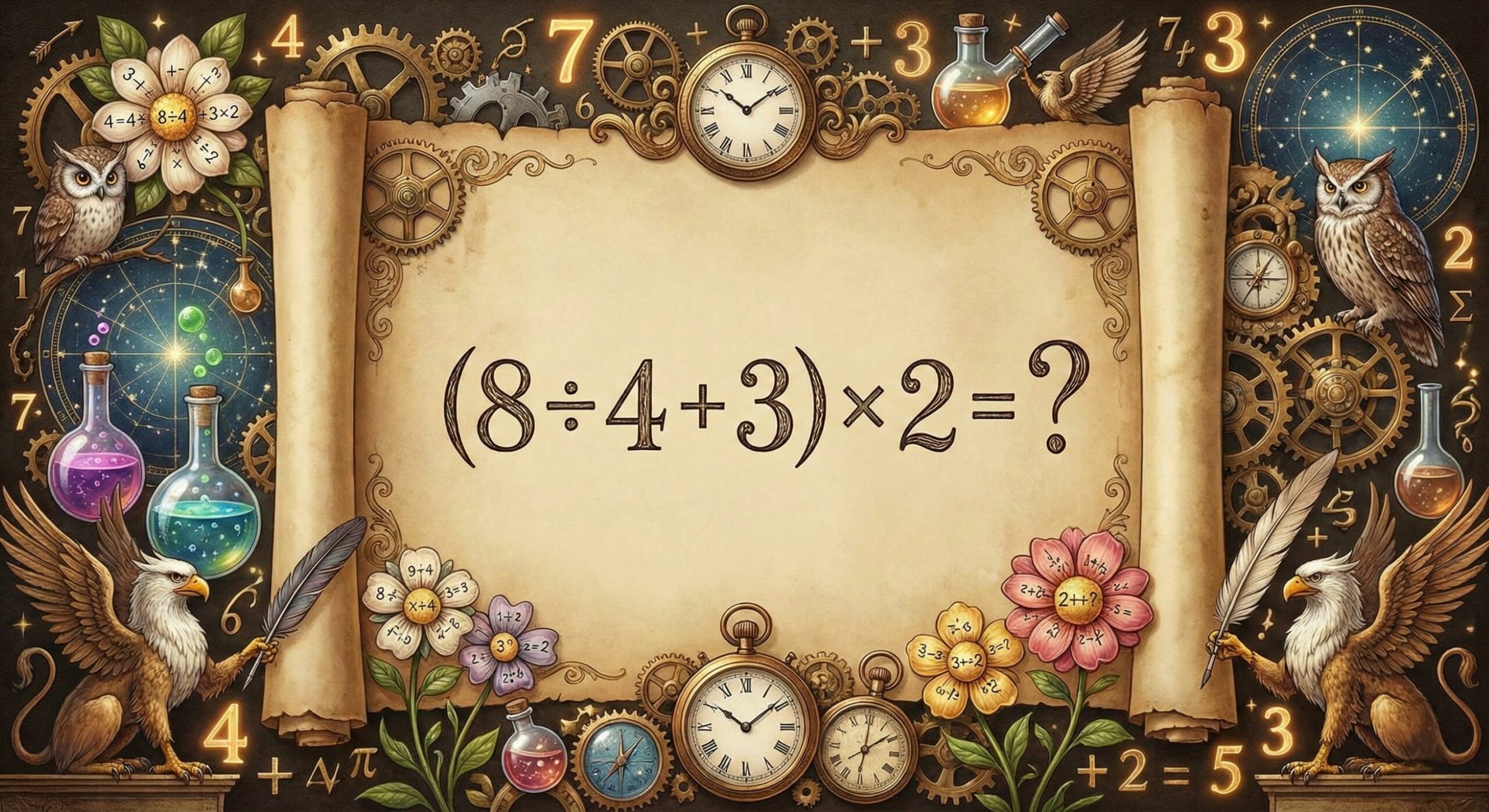 Consegue resolver (8 ÷ 4 + 3) × 2 = ? sem errar em 28 segundos?