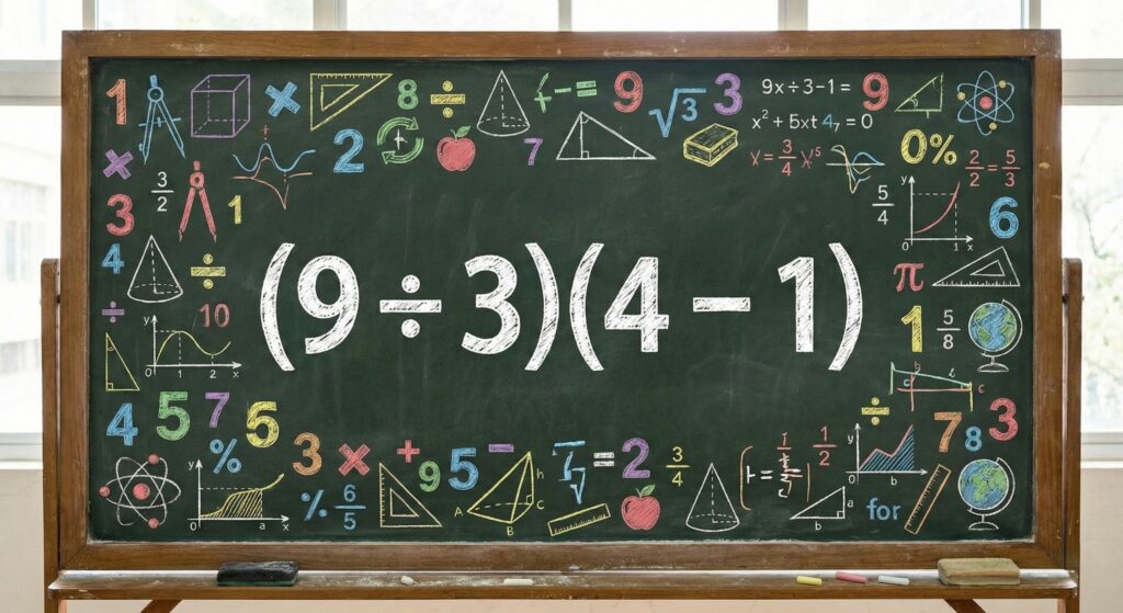 Quanto é (9 ÷ 3)(4 – 1)? Nem sempre o resultado é tão óbvio como parece