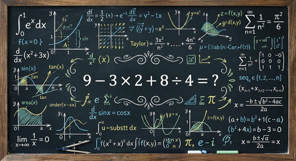 Você resolve 9 – 3 × 2 + 8 ÷ 4 = ? sem precisar de calculadora?
