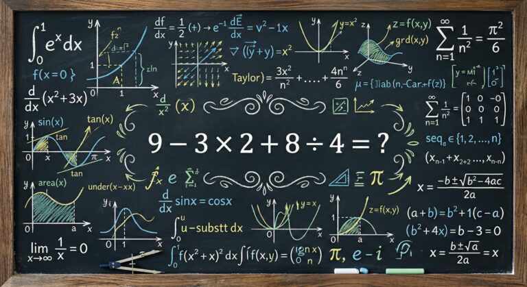 Você resolve 9 – 3 × 2 + 8 ÷ 4 = ? sem precisar de calculadora?