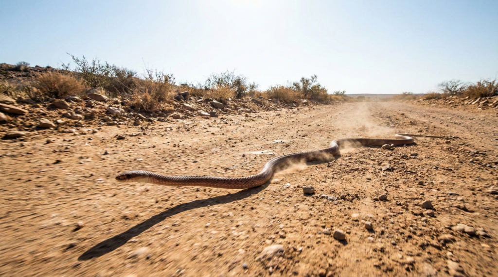 Cobra é flagrada se movendo em velocidade acima de 20 km/h