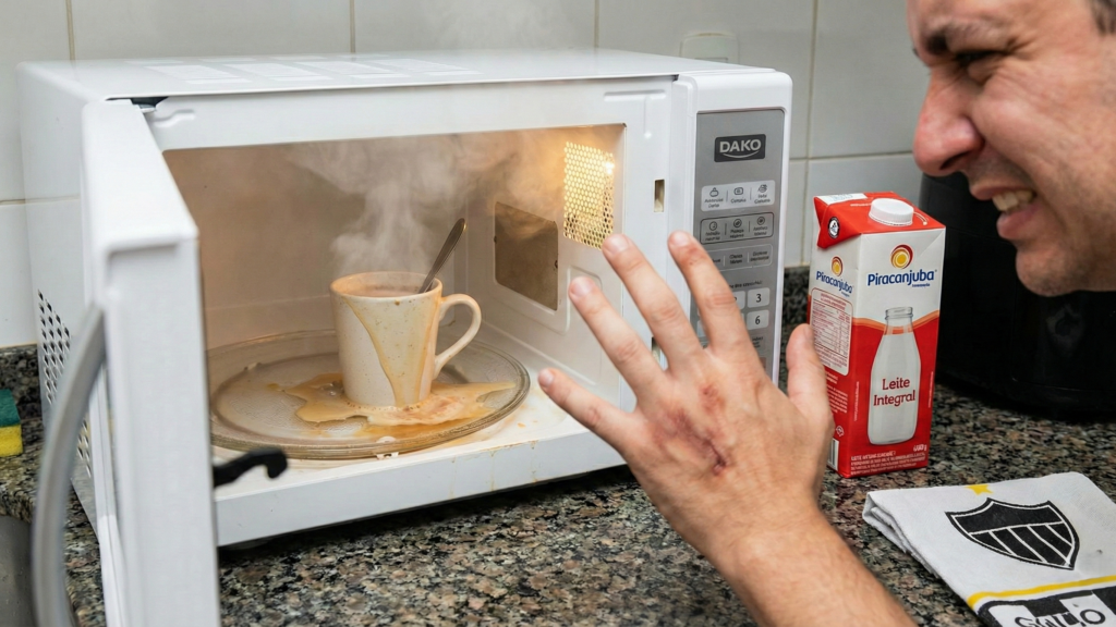 O líquido pode levantar fervura de maneira instantânea quando a caneca é movida