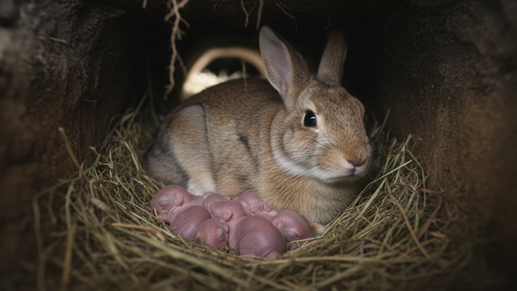 Coelha e sua ninhada