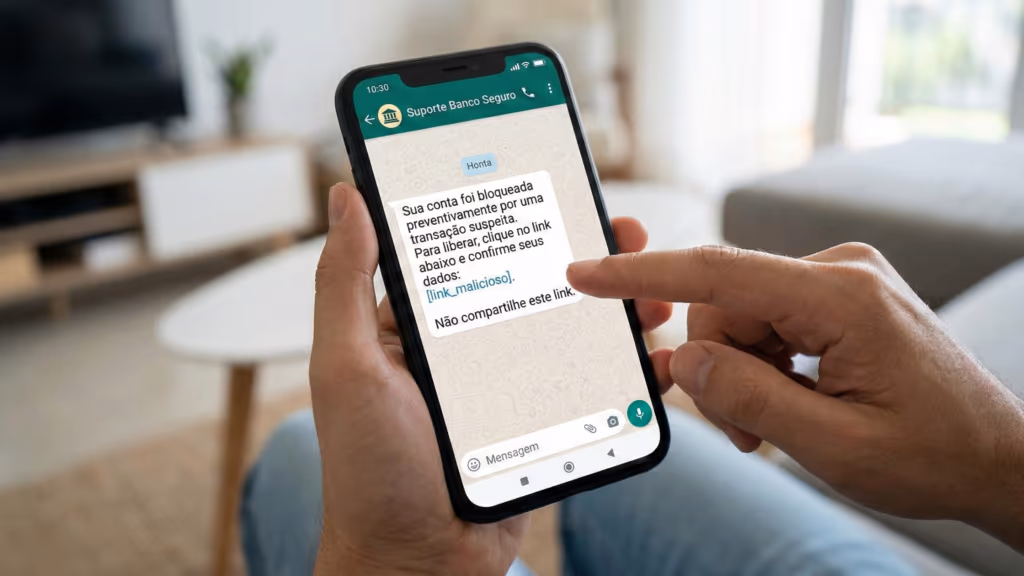 Falso atendimento bancário no WhatsApp: os sinais que entregam o golpe e o passo a passo para cortar na hora