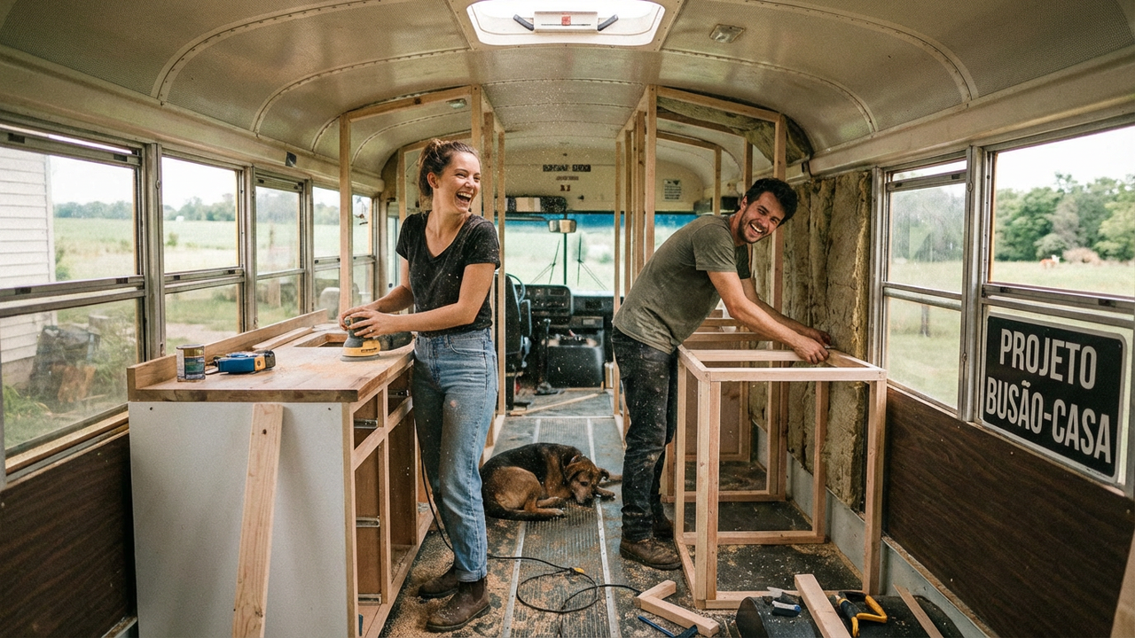 Casal econômico compra ônibus usado por $ 160.000, transforma em uma casa móvel dos sonhos à beira-mar: ” Me mudei”