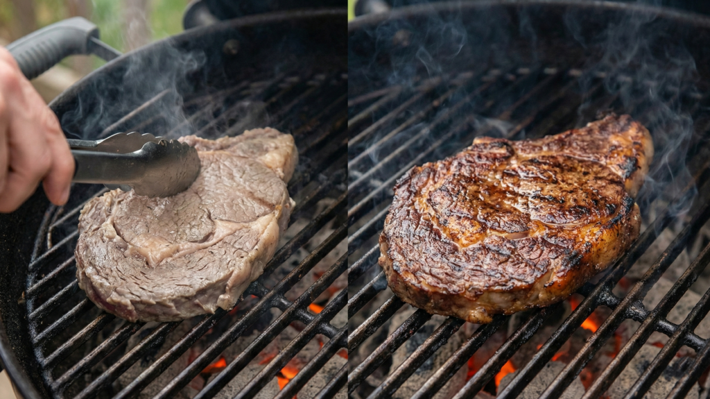 A reação de Maillard ocorre quando certo ponto de calor é atingido na superfície da carne