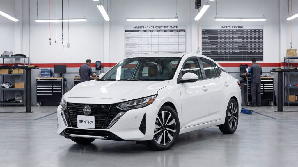 Nissan Sentra 2026 branco em oficina mecânica