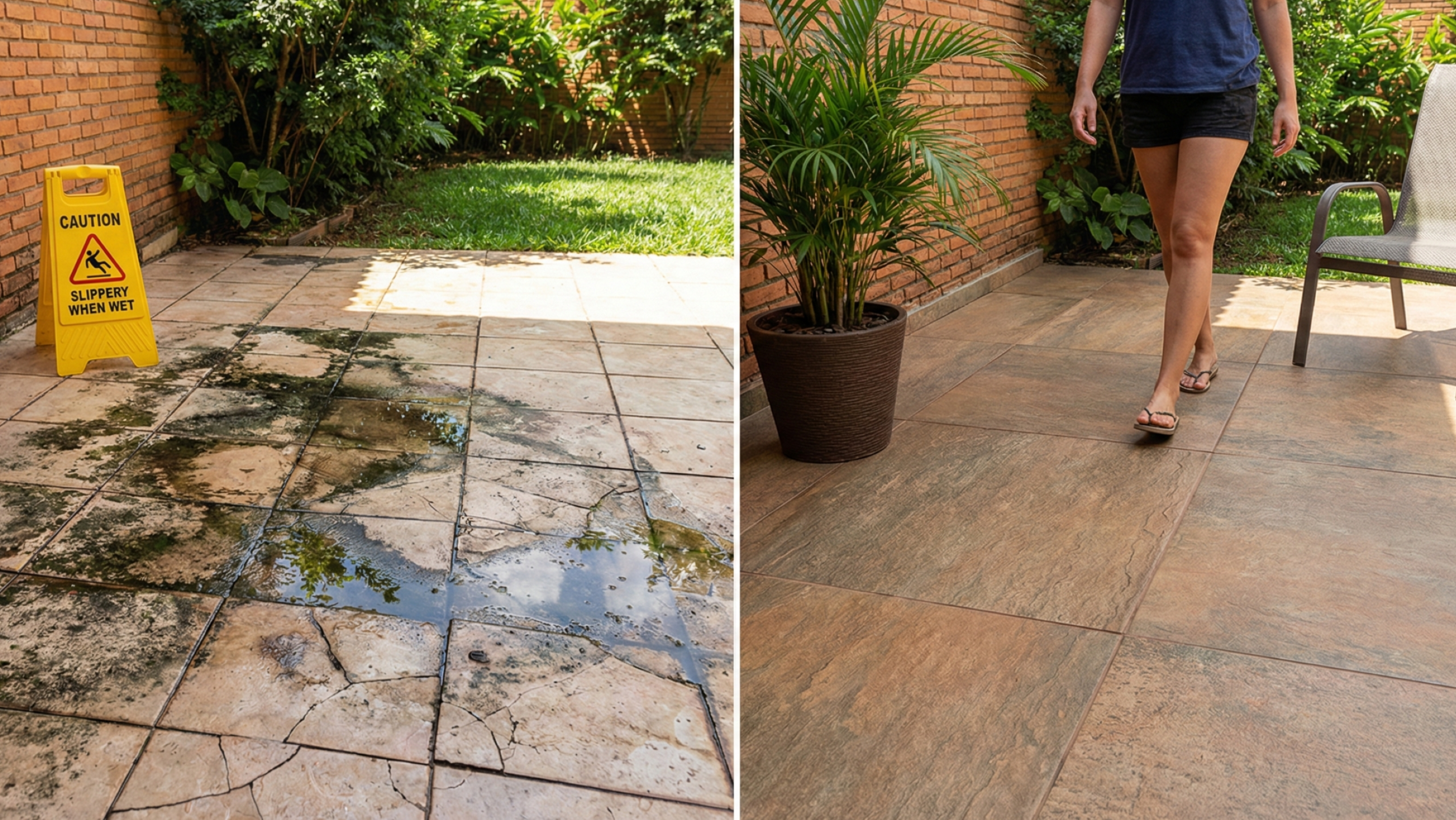 Cerâmica comum em área externa está virando dor de cabeça e este revestimento resolve no longo prazo