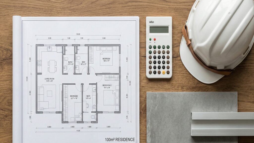 Projeto de casa de 100m² de padrão médio