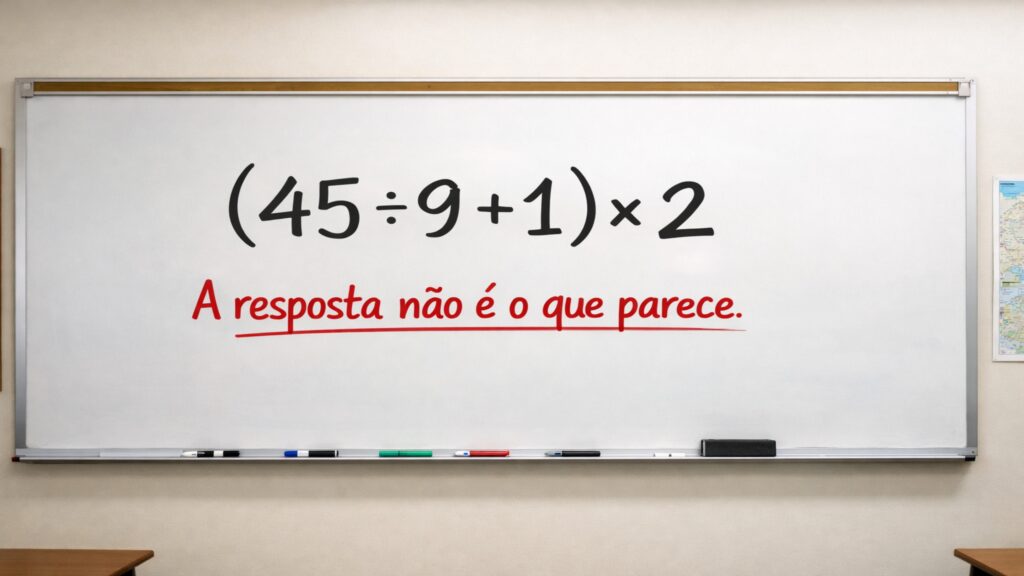 Quanto é (45 ÷ 9 + 1) × 2? A resposta não é o que parece