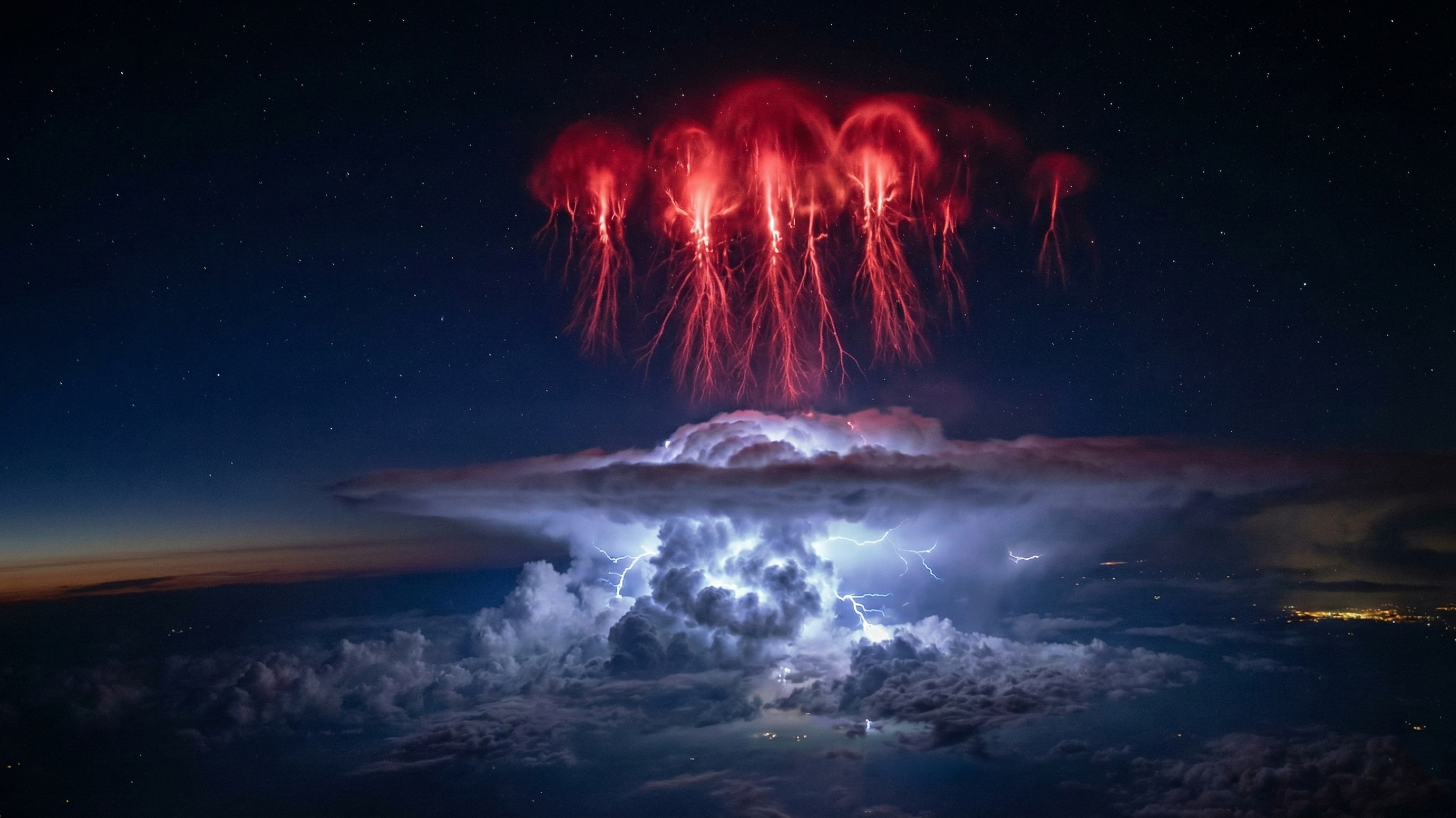 Fantasmas vermelhos no céu? Entenda o red sprite que surge acima das nuvens de tempestade